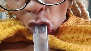 drunk brazilian housewife with hairy wet pussy jumps on dildo and squirts everywhere