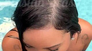 asian babe fucks in pool glory hole with big black cock