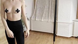 Naked Blonde Daisy Diamond Flexes Powerfully. Softcore Solo Show.