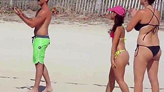 Young Girl in Micro Bikini at Beach with Boyfriend's Relatives