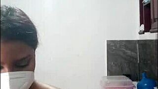 Cute sexy woman cooks naked in homemade latina scene 😏