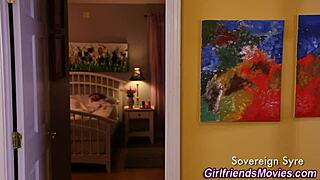 Brunette teen dives deep into hairy muff.