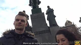 Imagine a busty brunette wife from Czech letting her shaved pussy get fucked outdoors in public for money by a German stranger.