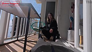 Intense public blowjob by the sea, bent over and riding.