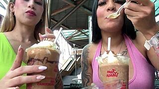 Mi mejor amiga me come el culo en un centro comercial, blending latina ebony ass licking with fake tits.