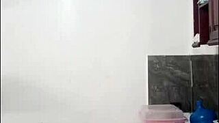 Cute sexy woman cooks naked in homemade latina scene 😏