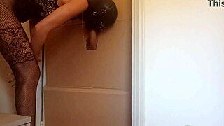 In nylon catsuit, I passionately suck and fuck cock in gloryhole