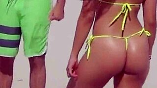 Young Girl in Micro Bikini at Beach with Boyfriend's Relatives