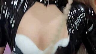 Latex Transsexual Masturbates In Crossdressing Session
