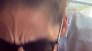 lightskin ebony step-sister teasing with blowjob by window, gets cum on face as boyfriend searches