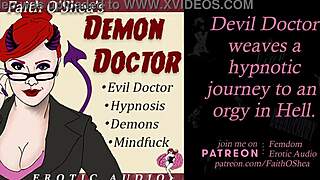 Demon doctor hypnotizing patient in erotic hospital journey.