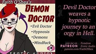 Demon doctor hypnotizing patient in erotic hospital journey.
