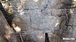 Curvy pornstar with big tits and ass performs outdoor blowjob sucking until cumshot explosion in public street.