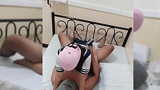 Eating student's tight pussy