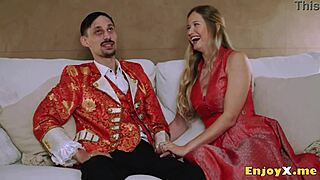 Dissolute Platinum-Blond Worships Bald Twat And Fellates Man Rod