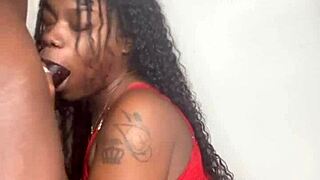 Stepbrother's Monster Black Cock Sucked Hard by Keisha Minaj Until Cumshot Explosion