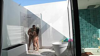 Neighbors catch us fucking in the community pool bathroom and record it