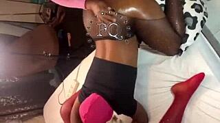 i watch stepmom and step daughters in lesbian threesome, ends with hard strapon fuck... oops