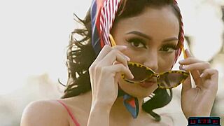 Petite asian babe strips lingerie!