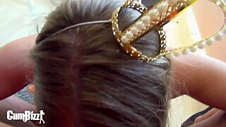 brunette teen sucks big cock sloppy for cum