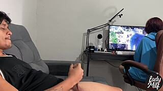 Latina Catches Him Jerking Off And Sucks