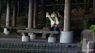 i saw this skinny japanese teen give blowjob to a stranger in the car at porn casting, her small tits were wet