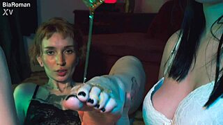 Honey feet licking challenge with domination