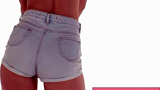 Sexy Danish Slut Shakes Tight Ass in Jean Shorts for Scandinavian European Legs Tease