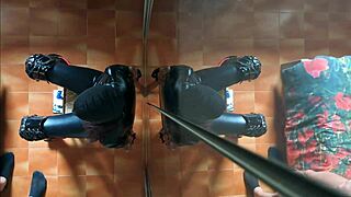 Chairtied milf gets face fucked until cum in mouth