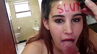 lipstick slut face fucked slapped and spat on