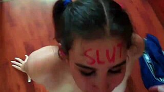 lipstick slut face fucked slapped and spat on