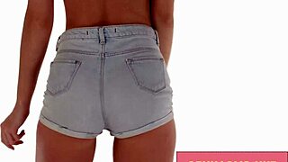 Sexy Danish Slut Shakes Tight Ass in Jean Shorts for Scandinavian European Legs Tease