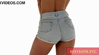 Sexy Danish Slut Shakes Tight Ass in Jean Shorts for Scandinavian European Legs Tease