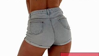 Sexy Danish Slut Shakes Tight Ass in Jean Shorts for Scandinavian European Legs Tease