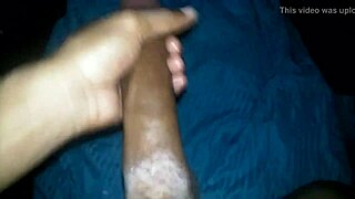 Jacking my monster big black cock in homemade video