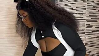 Ebony house maid! Caught riding her boss's monster cock with squirting pussy amateurs on xred!