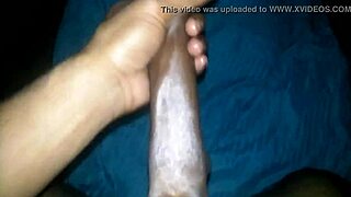 Jacking my monster big black cock in homemade video