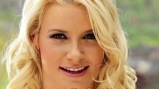 Want me to toy your ass? Blonde plays with newbie outdoors.