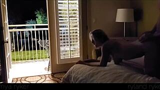 Hot young slut fucked hard in motel with door open 😈