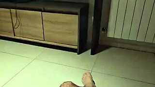 Submissive chubby girl gives blowjob, licks cum from feet, and gets spanked