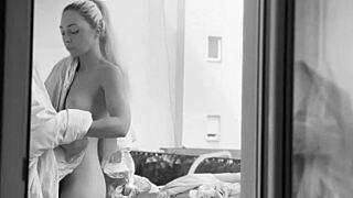 I'm hanging laundry naked on the balcony for neighbors to watch