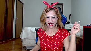 brazilian slut smoking and flashing wet pussy