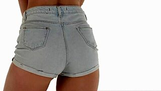 Sexy Danish Slut Shakes Tight Ass in Jean Shorts for Scandinavian European Legs Tease
