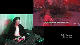 Naked brunette with big natural tits in night springs