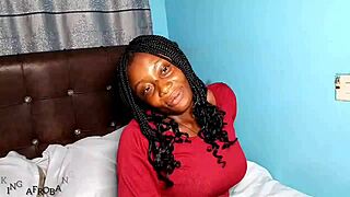 Ebony girl in casting fingers herself intensely