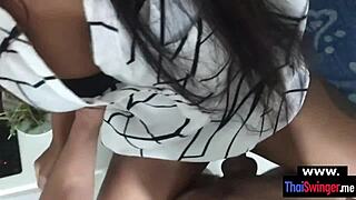 Overwhelmed by Passion as Real Amateur Thai GF Gets Quickie Kitchen Fuck on Tits and Pussy