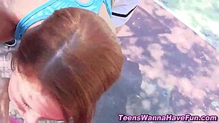 Amateur Teen 18+ Enjoys Outdoor Party With Redhead