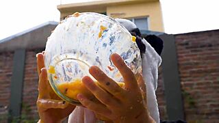 Lara's outdoor picnic vomit fetish movie.