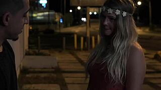 Stranded teen amateur gets rough doggystyle domination outdoors in public