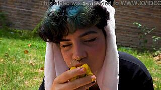 Lara's outdoor picnic vomit fetish movie.